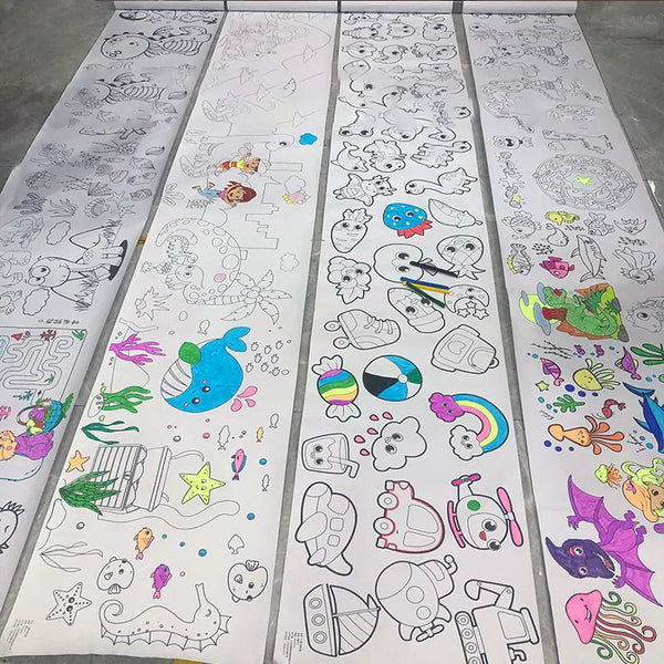 300X30cm Rolo  portátil crianças desenho criança graffiti rolagem quebra-cabeça diy colorir desenho papel longo rolagem jardim de infância