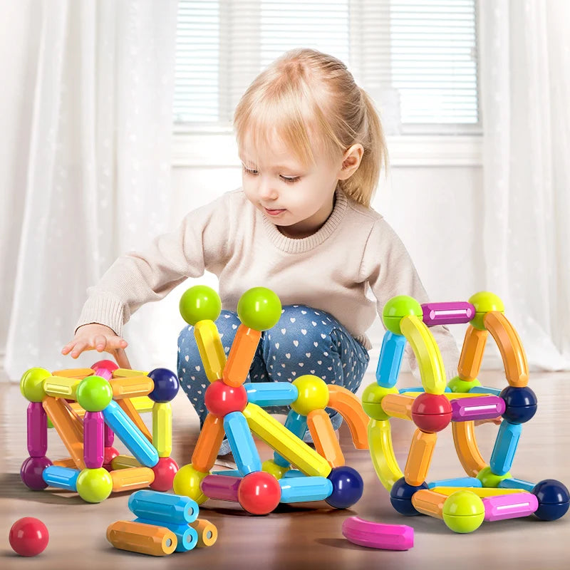 Crianças conjunto de construção magnética bolas magnéticas vara blocos de construção montessori brinquedos educativos para crianças presente